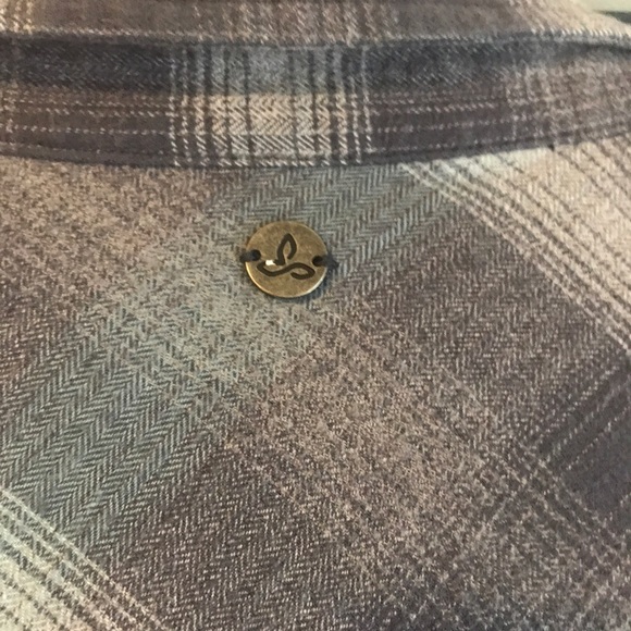 PrAna womens S flannel Shacket lined shirt gray blue - Picture 7 of 10